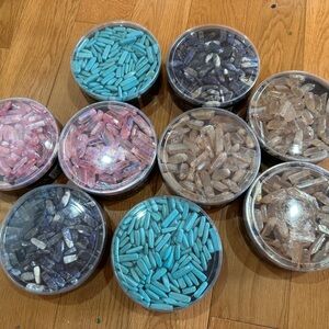 9 Unopened Bead Landing Semi-Precious Daggers Made of Quartz, Howlite, and Soda